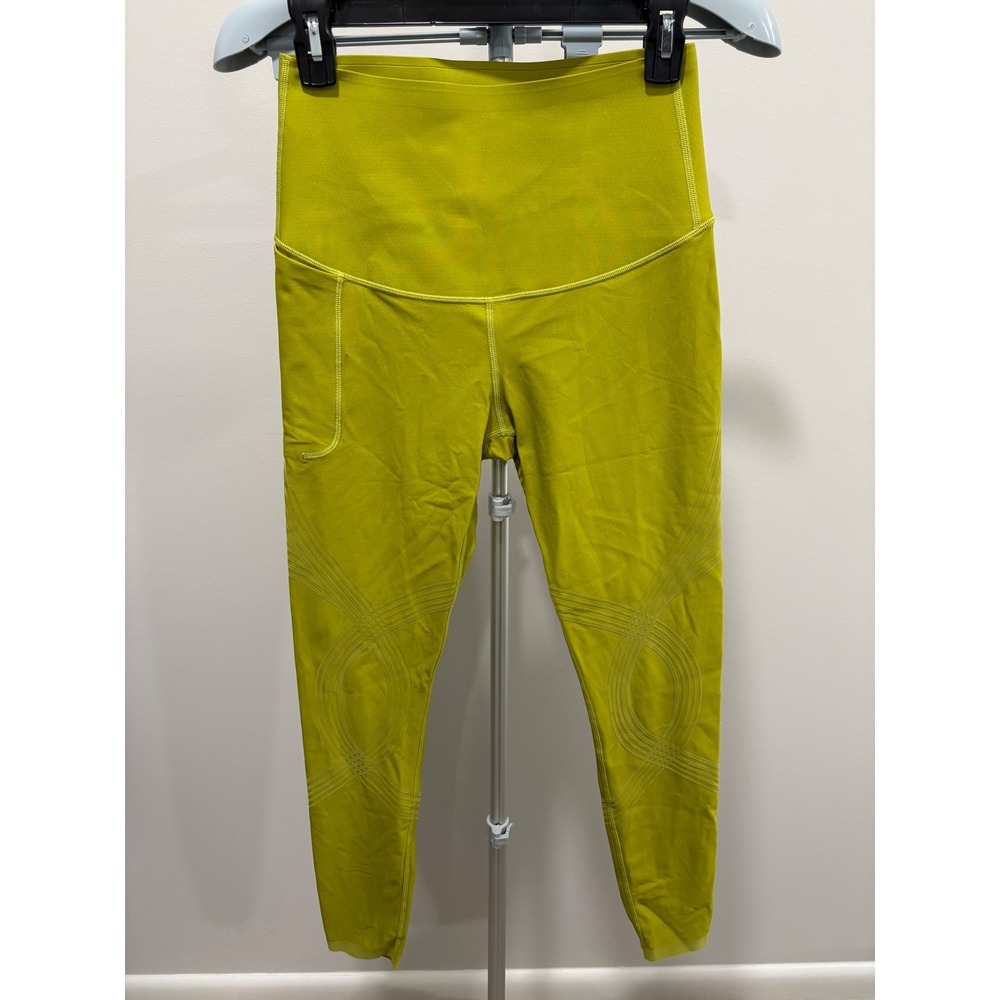 Fanka Body Sculpt Pocket Leggings 26" Green Chartreuse Size S/M Compression